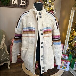 Maeve • Anthropologie • High Collar Mixed Stitch Cardigan Sweater